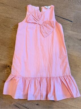Pink Bow-Front Sleeveless Ruffle Dress